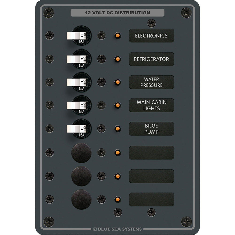 Blue Sea 8023 DC 8 Position Circuit Breaker - White Switches - Deckhand Marine Supply