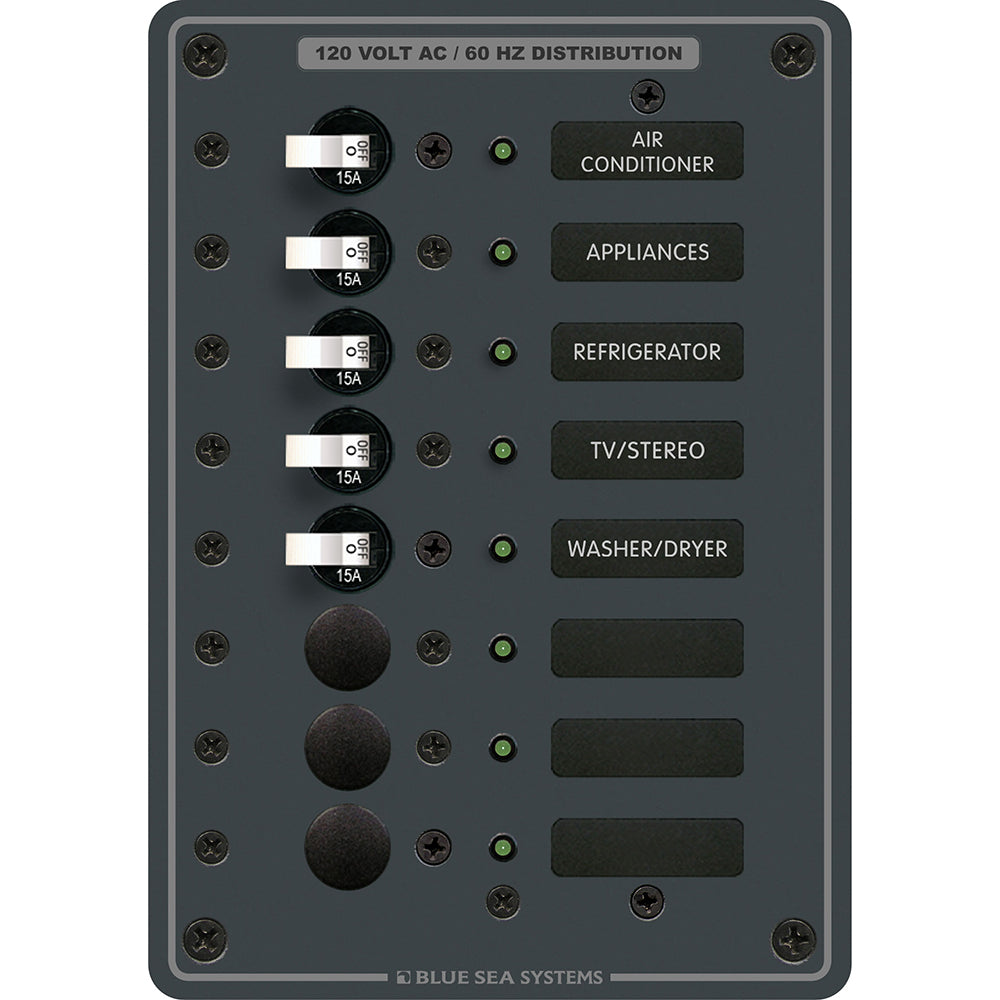 Blue Sea 8059 AC 8 Position Toggle Circuit Breaker Panel - Deckhand Marine Supply