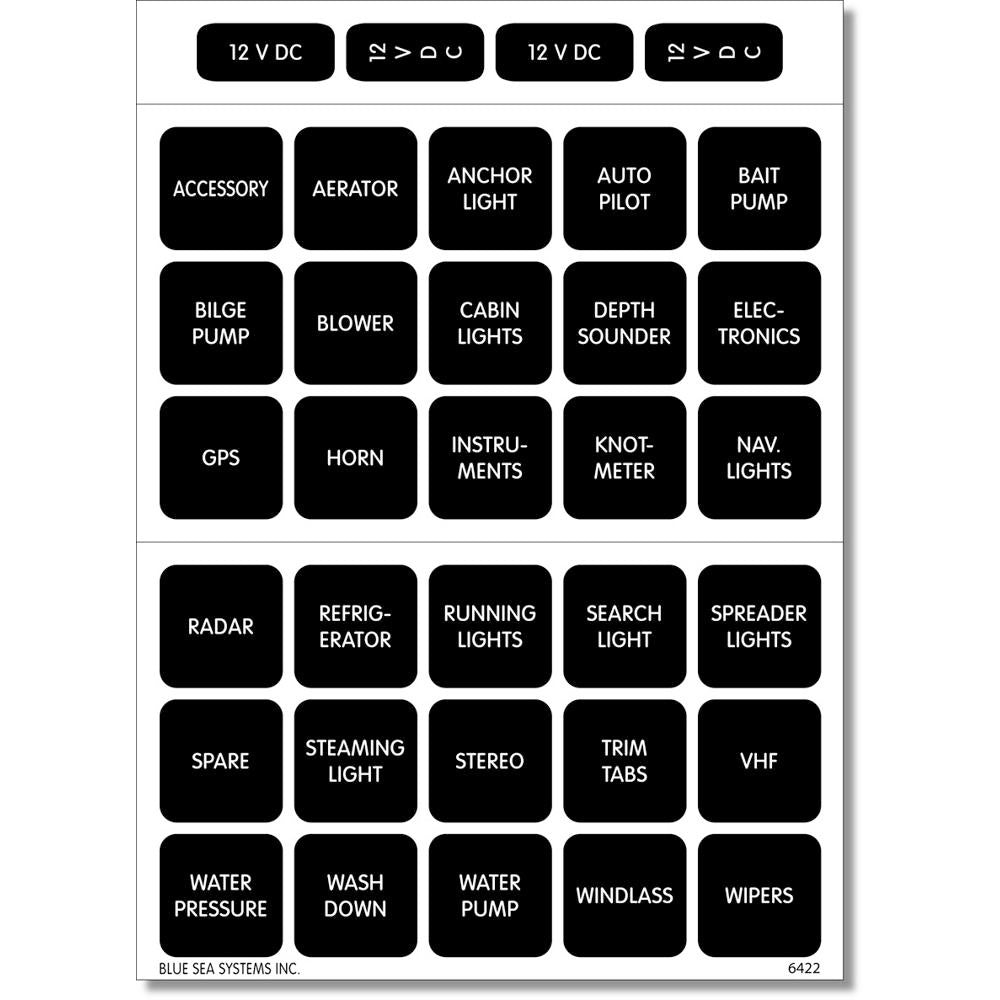Blue Sea 4215 Square Format Label Set - 30 - Deckhand Marine Supply