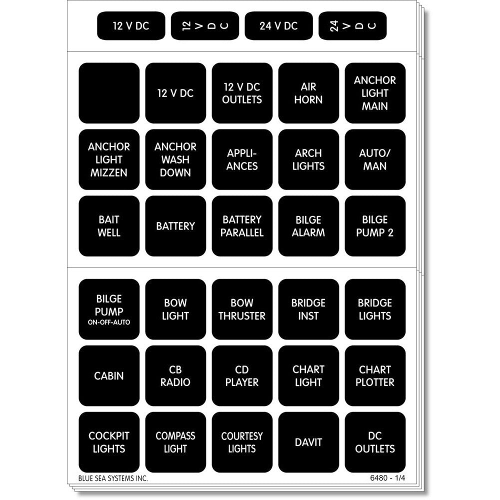 Blue Sea 4217 Square Format Label Set - 120 - Deckhand Marine Supply
