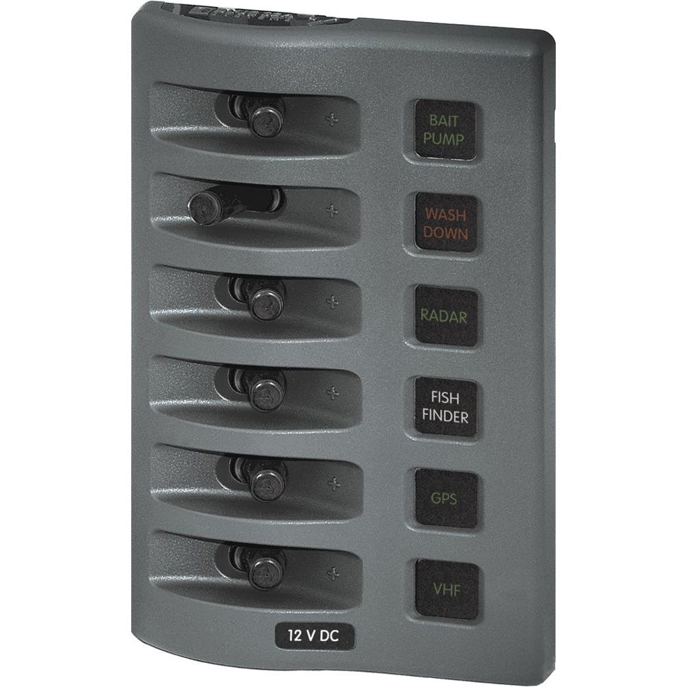 Blue Sea 4306 WeatherDeck Water Resistant Fuse Panel - 6 Position - Grey - Deckhand Marine Supply