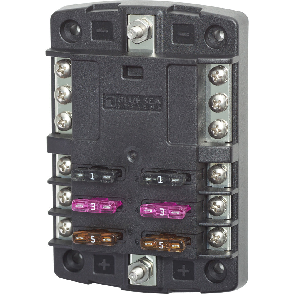 Blue Sea 5030 ST Blade Fuse Block w/o Cover - 6 Circuit w/Negative Bus - Deckhand Marine Supply
