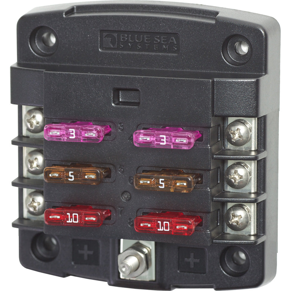 Blue Sea 5033 ST Blade Fuse Block w/out Cover - 6 Circuit w/out Negative Bus - Deckhand Marine Supply