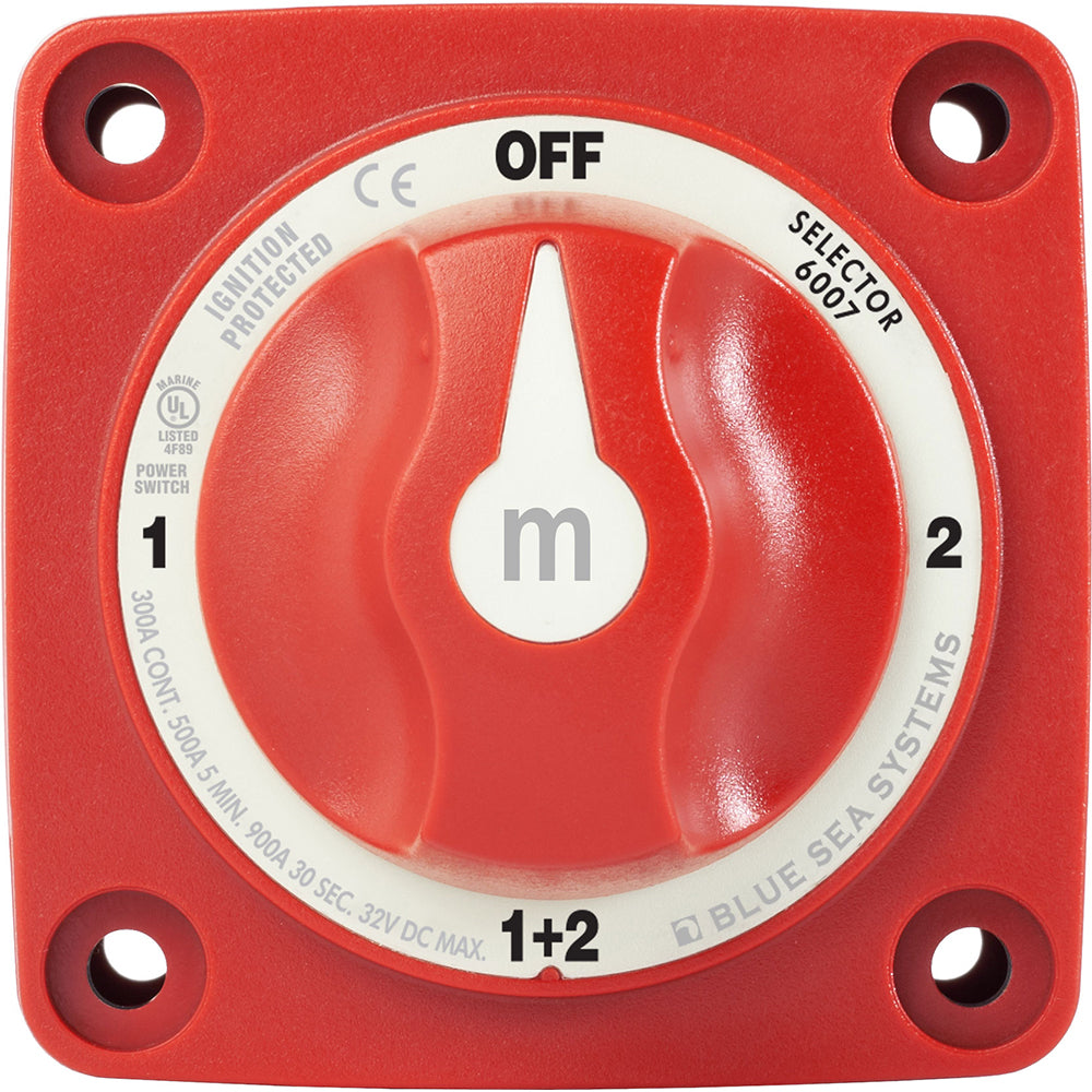 Blue Sea 6007 m-Series (Mini) Battery Switch Selector Four Position Red - Deckhand Marine Supply