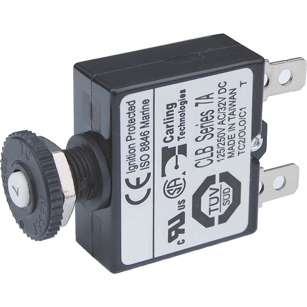 Blue Sea 7053 7A Push Button Thermal with Quick Connect Terminals - Deckhand Marine Supply