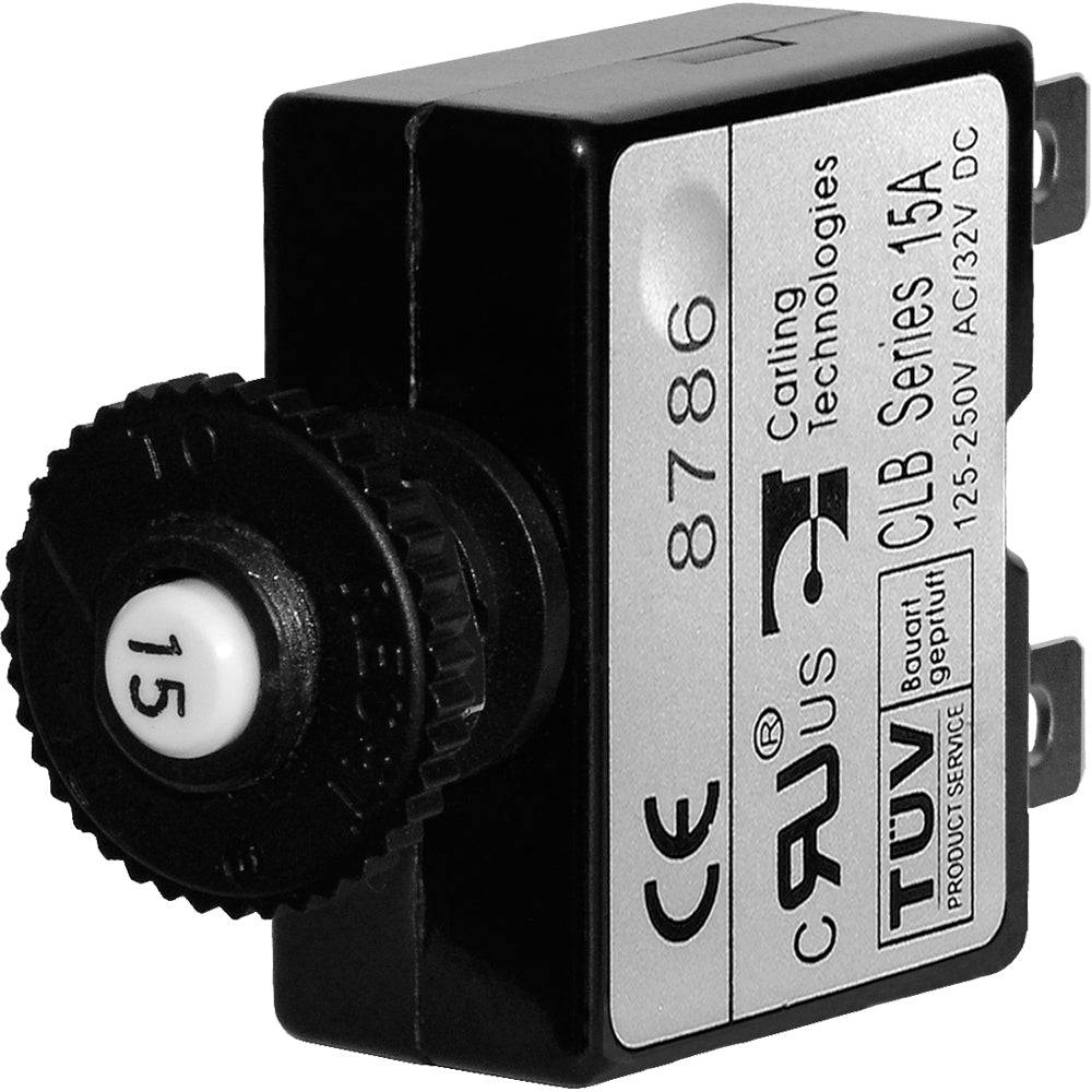 Blue Sea 7056 15A Push Button Thermal with Quick Connect Terminals - Deckhand Marine Supply