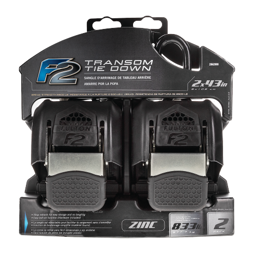 Retractable Transom Tie Downs 2" x 43" (2 Pack) - Deckhand Marine Supply