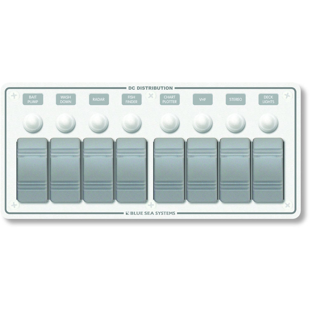 Blue Sea 8271 Water Resistant Panel - 8 Position - White - Horizontal Mount - Deckhand Marine Supply
