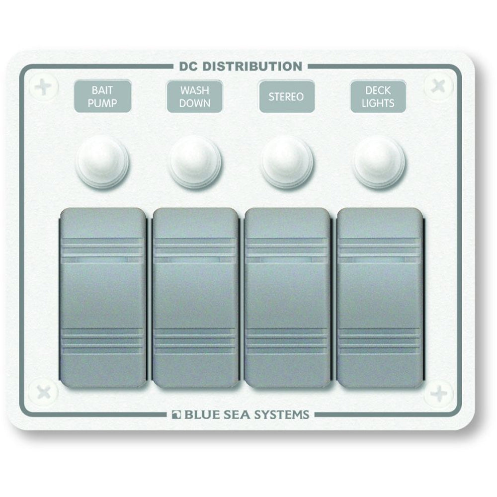 Blue Sea 8272 Water Resistant Panel - 4 Position - White - Horizontal Mount - Deckhand Marine Supply