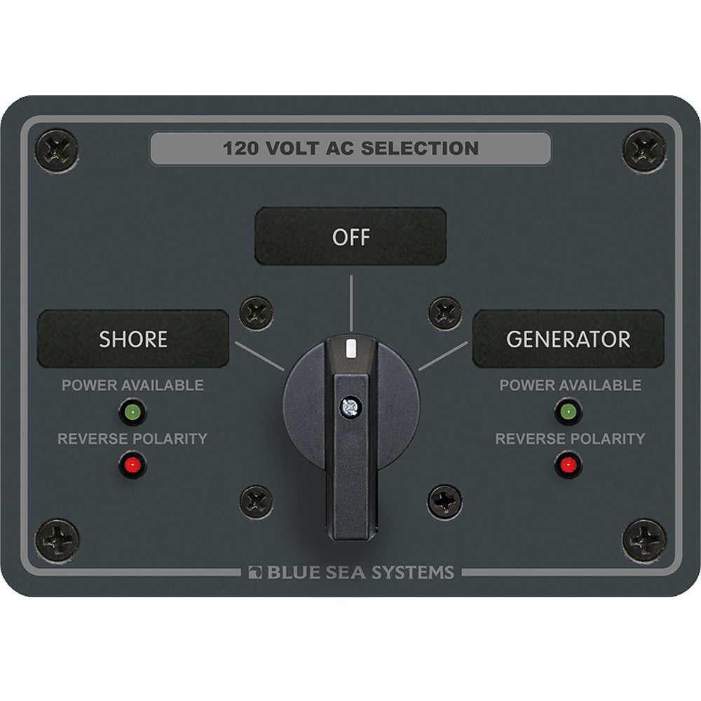 Blue Sea 8367 AC Rotary Switch Panel 30 Ampere 2 Positions + OFF, 2 Pole - Deckhand Marine Supply