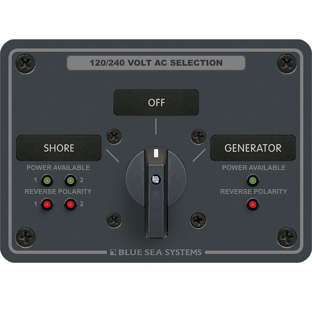 Blue Sea 8386 AC Rotary Switch Panel 30 Ampere 2 Positon + OFF, 4 Pole - Deckhand Marine Supply