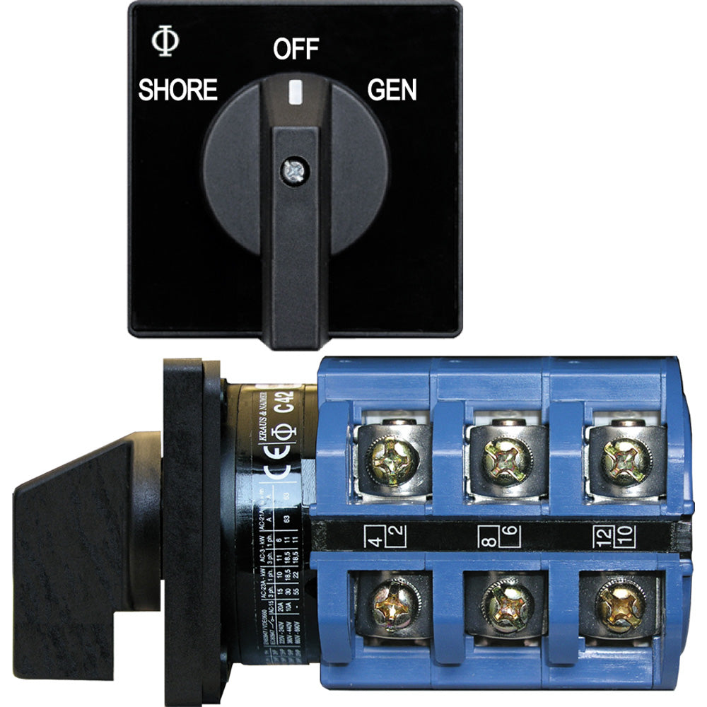 Blue Sea 9019 Switch, AC 240VAC 63A OFF +2 Positions - Deckhand Marine Supply