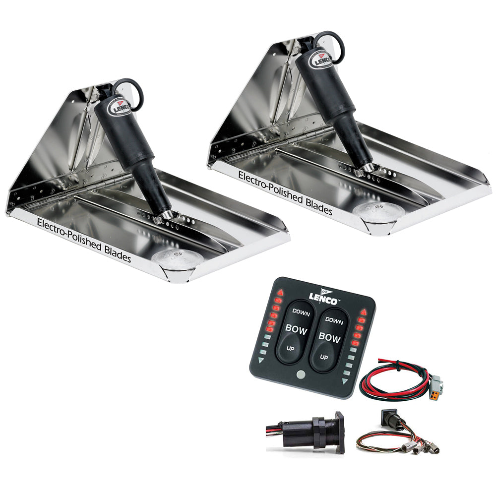 Lenco 16" x 12" Heavy Duty Performance Trim Tab Kit w/LED Indicator Switch Kit 12V - Deckhand Marine Supply