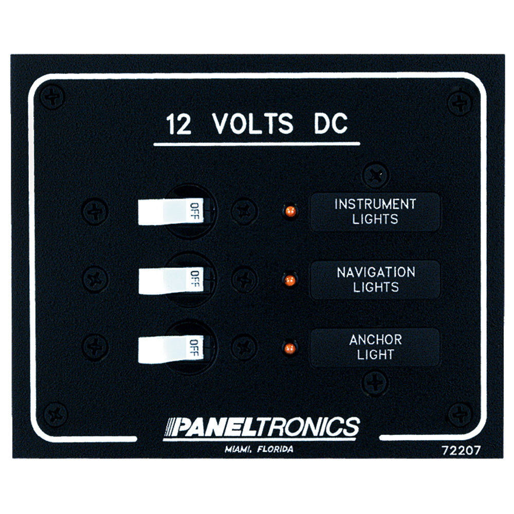 Paneltronics Standard DC 3 Position Breaker Panel w/LEDs - Deckhand Marine Supply
