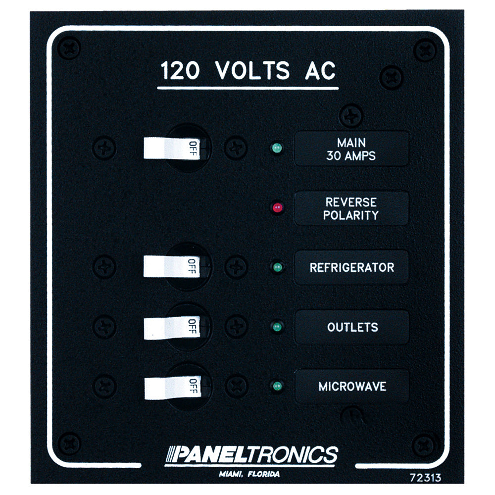 Paneltronics Standard AC 3 Position Breaker Panel & Main w/LEDs - Deckhand Marine Supply