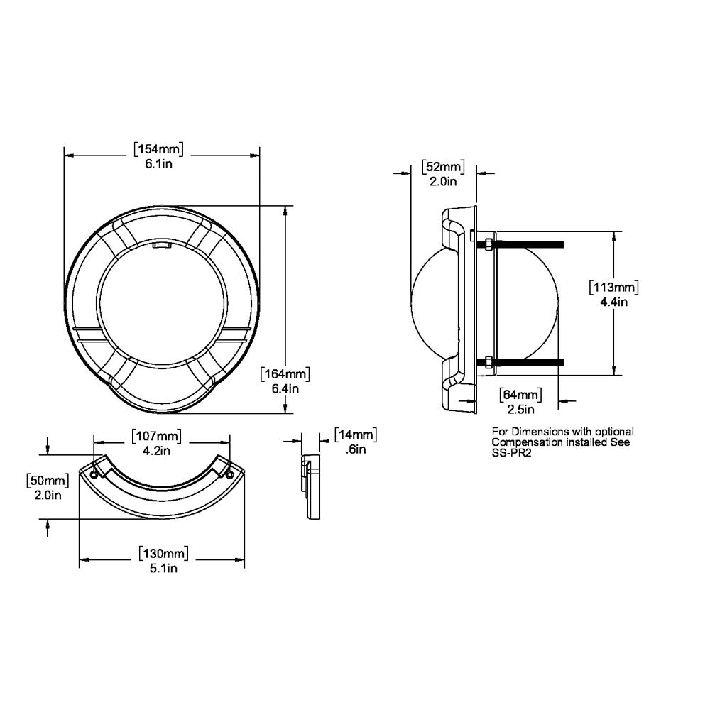 Ritchie SR-2 Venture Sail Boat Compass w/Clinometer - Bulkhead Mount - Black - Deckhand Marine Supply