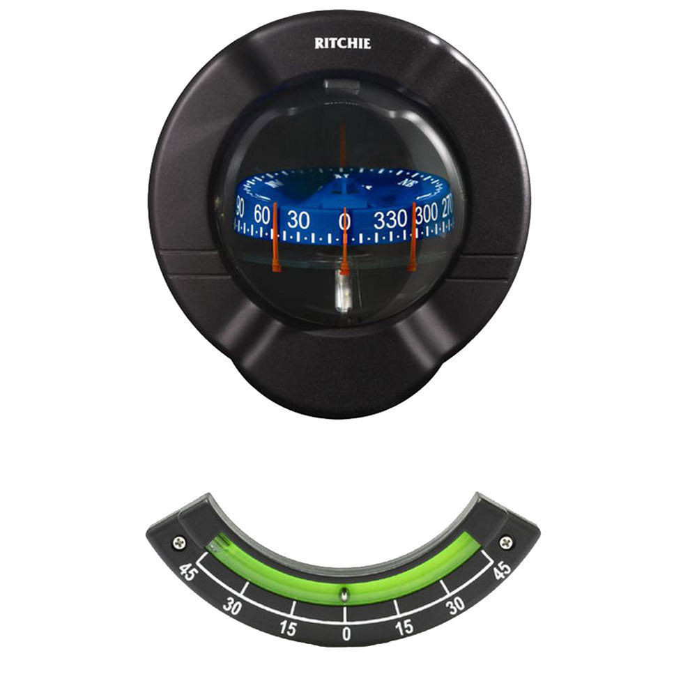 Ritchie SR-2 Venture Sail Boat Compass w/Clinometer - Bulkhead Mount - Black - Deckhand Marine Supply