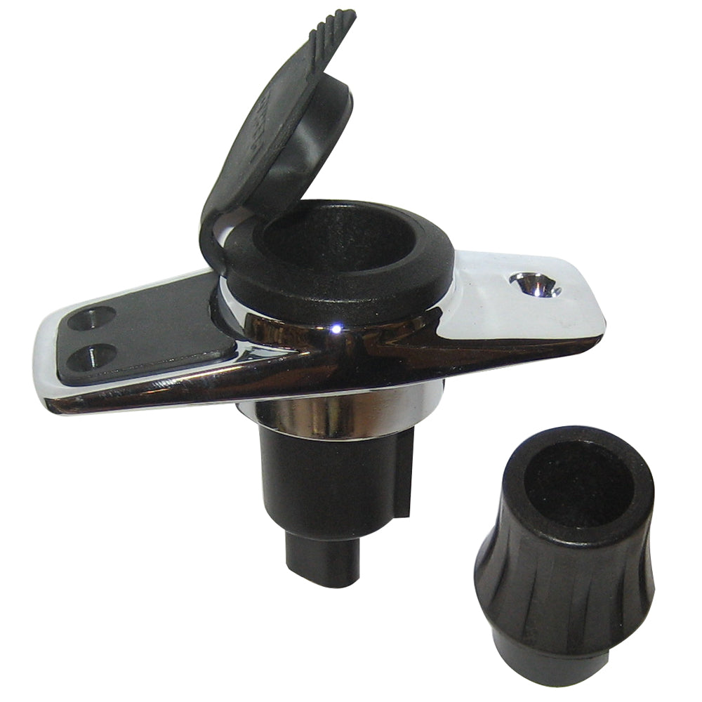 Perko Locking Collar Pole Light Mounting Base - 2 Pin - Chrome Plated w/Black Cover - Deckhand Marine Supply