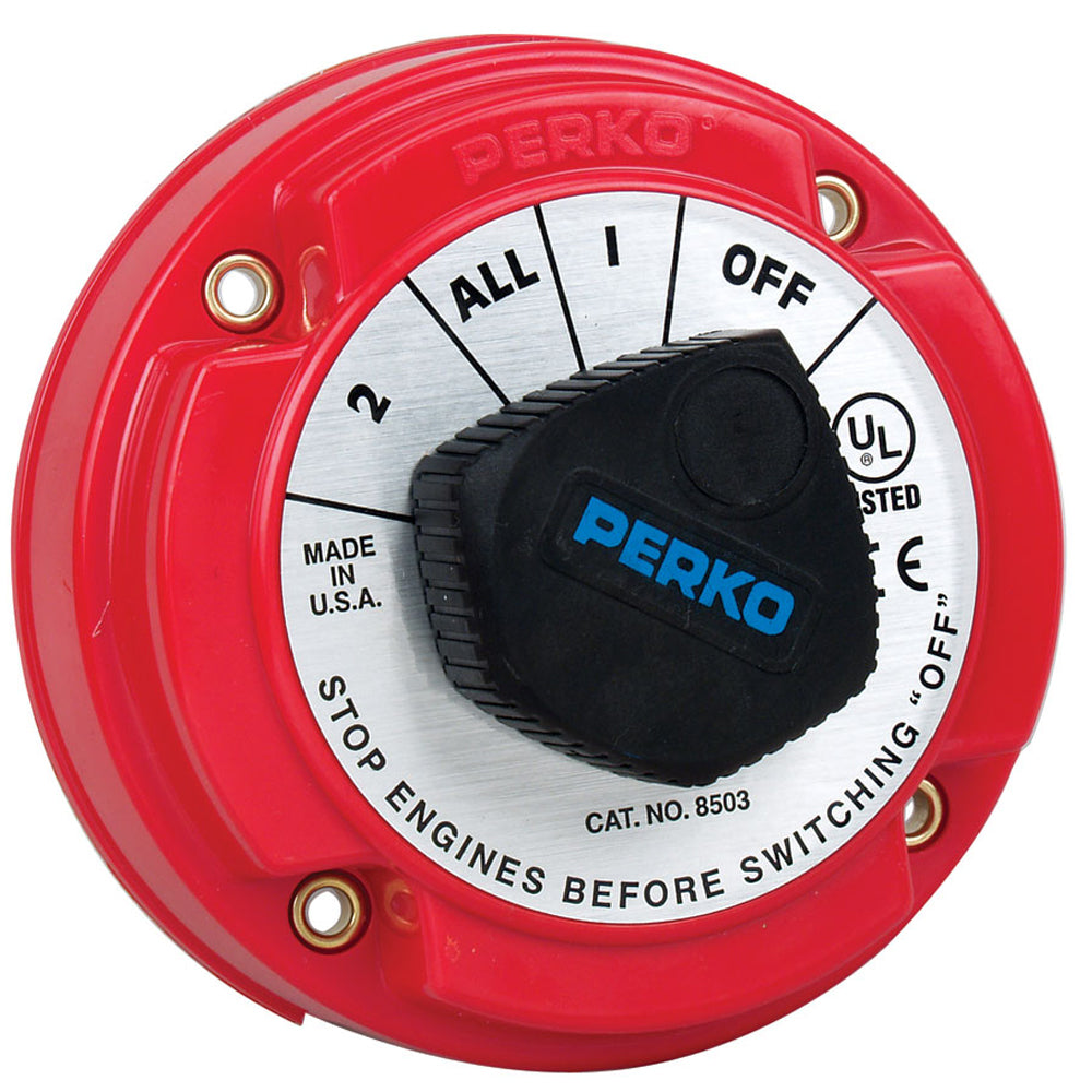Perko 8503DP Medium Duty Battery Selector Switch w/Alternator Field Disconnect w/o Key Lock - Deckhand Marine Supply