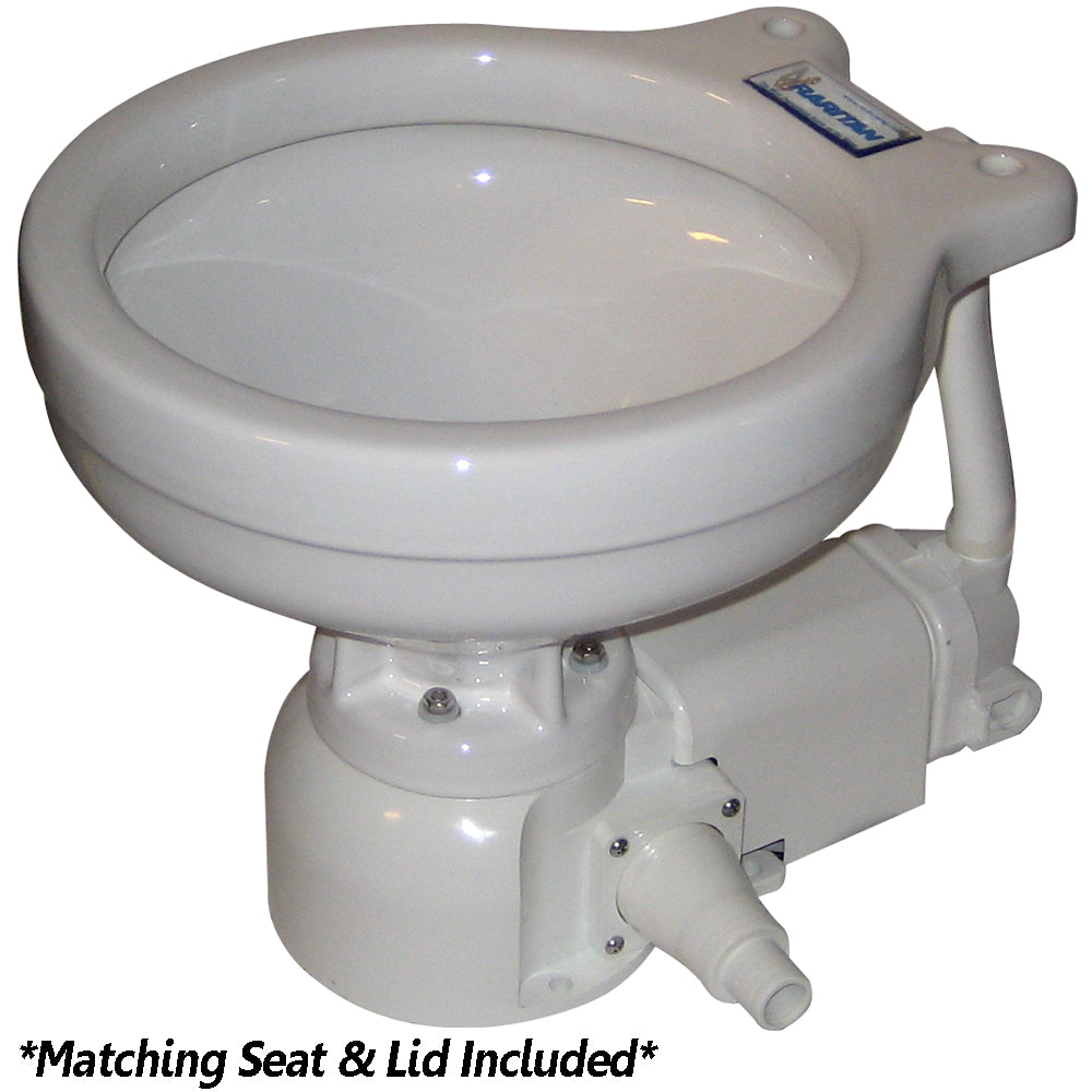 Raritan Sea Era Electric Toilet - Marine Size - Integral Pump - Straight  90 Discharge - 12v - Deckhand Marine Supply