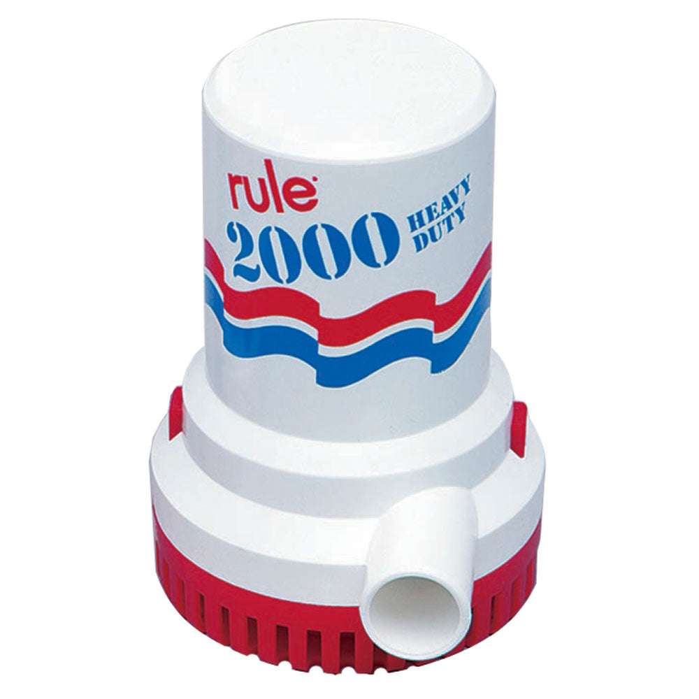 Rule 2000 GPH Non-Automatic Bilge Pump w/6' Leads - Deckhand Marine Supply