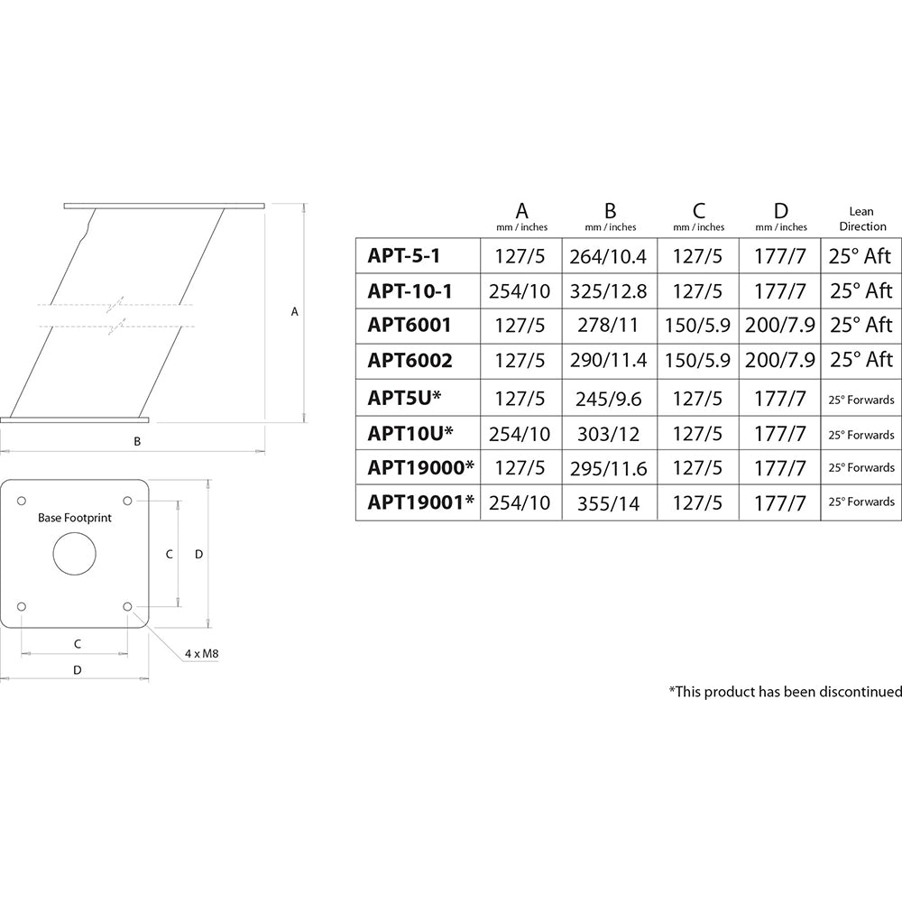 Scanstrut APT6002 Aluminum PowerTower Open Array Radar Mount - 6" Aft Leaning - Deckhand Marine Supply