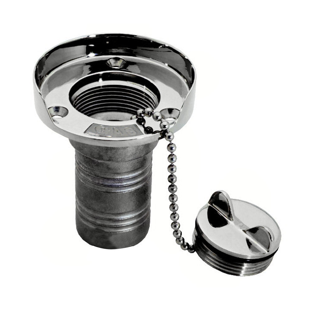 Whitecap Gas Hose Deck Fill w/Splash Guard - 1-1/2" Chain - Deckhand Marine Supply