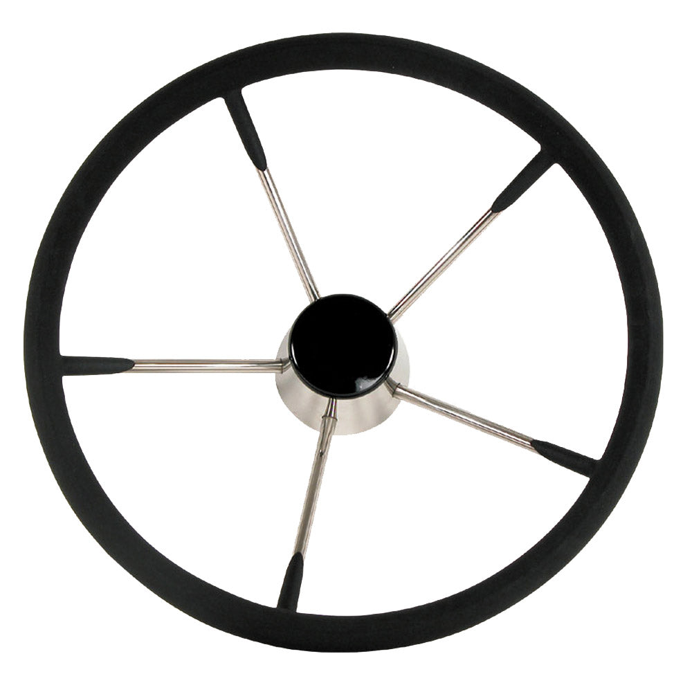 Whitecap Destroyer Steering Wheel - Black Foam, 15" Diameter - Deckhand Marine Supply