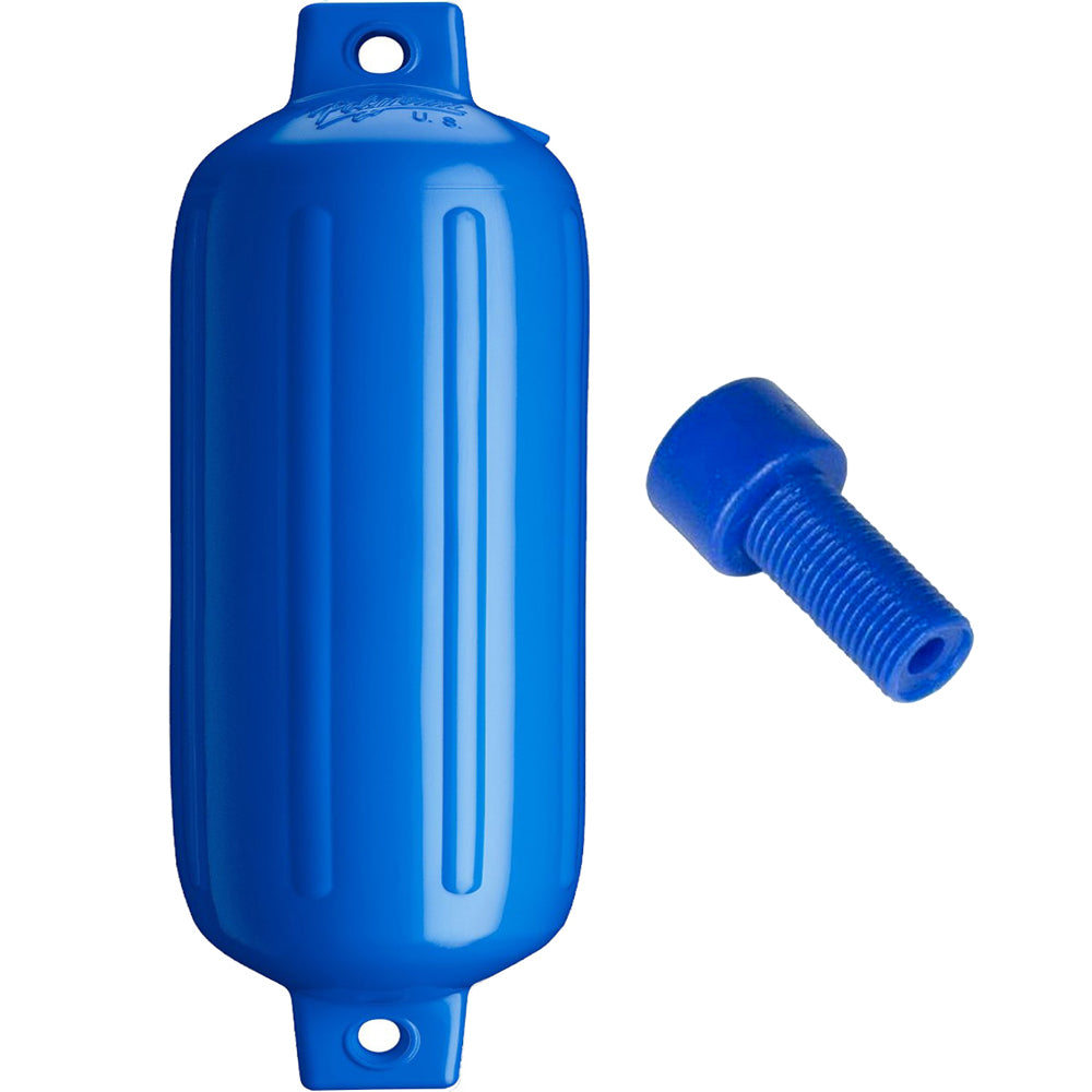 Polyform G-6 Twin Eye Fender 11" x 30" - Blue w/Adapter - Deckhand Marine Supply
