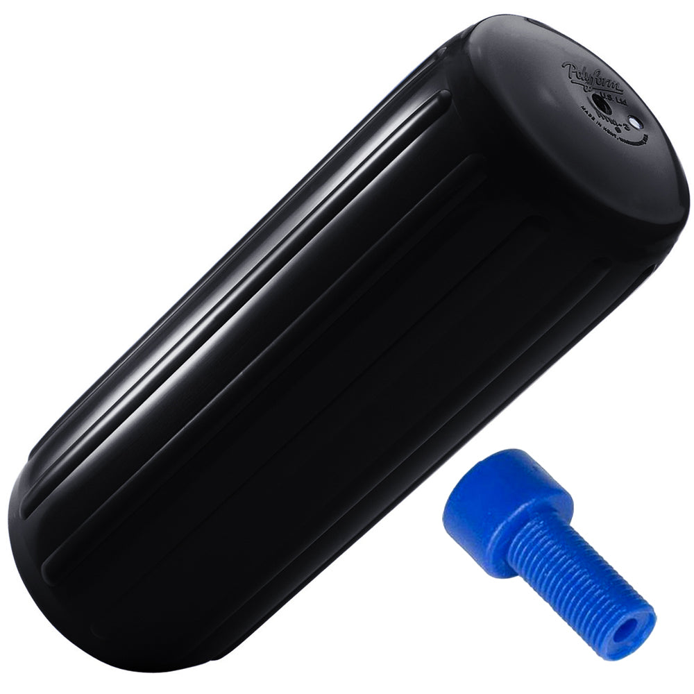 Polyform HTM-2 Fender 8.5" x 20.5" - Black w/Adapter - Deckhand Marine Supply
