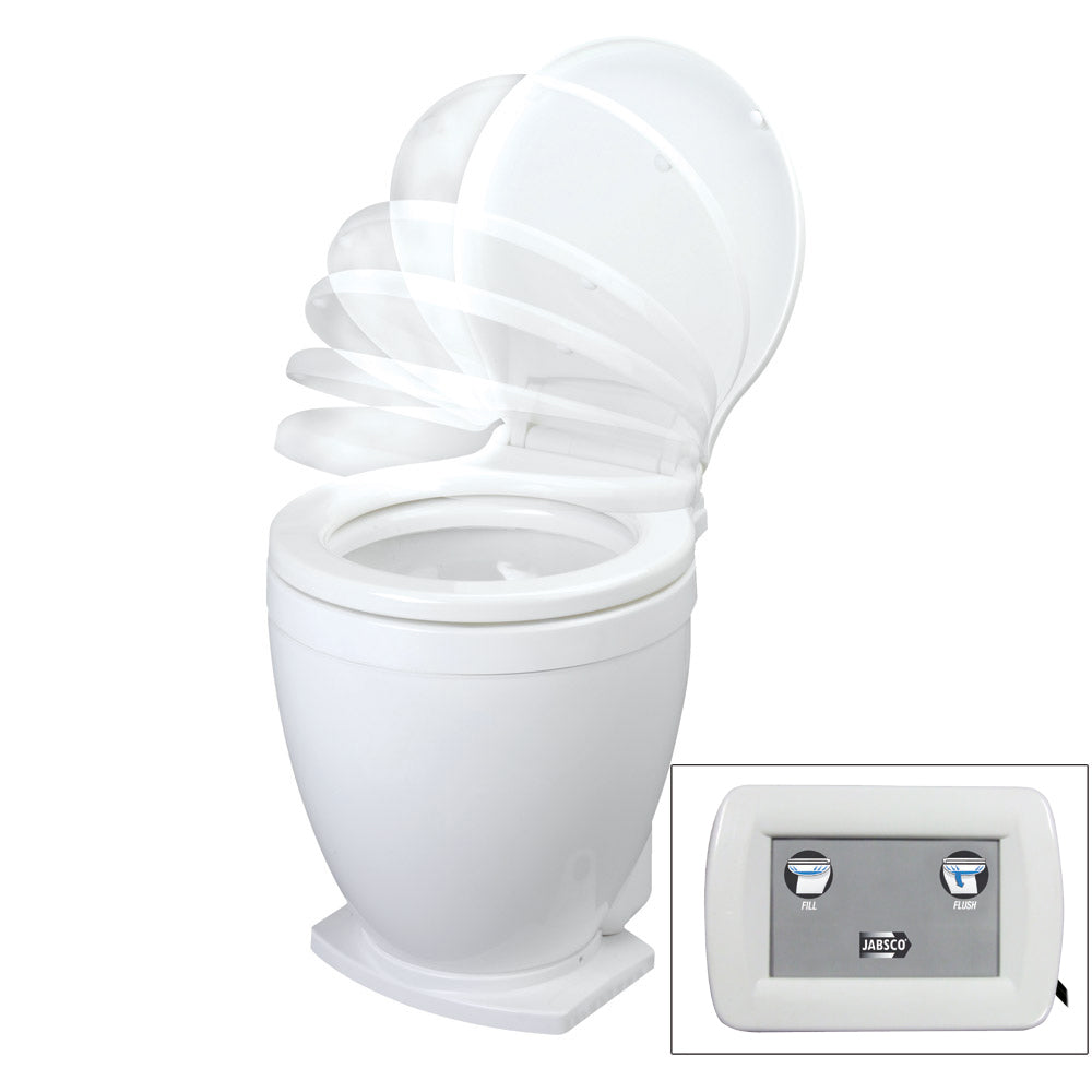 Jabsco Lite Flush Electric 12V Toilet w/Control Panel - Deckhand Marine Supply