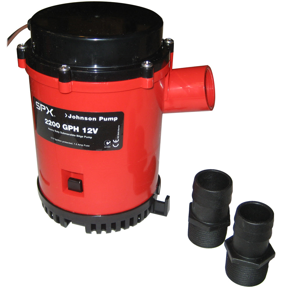 Johnson Pump 2200 GPH Bilge Pump 1-1/8" Hose 12V Threaded Port - Deckhand Marine Supply
