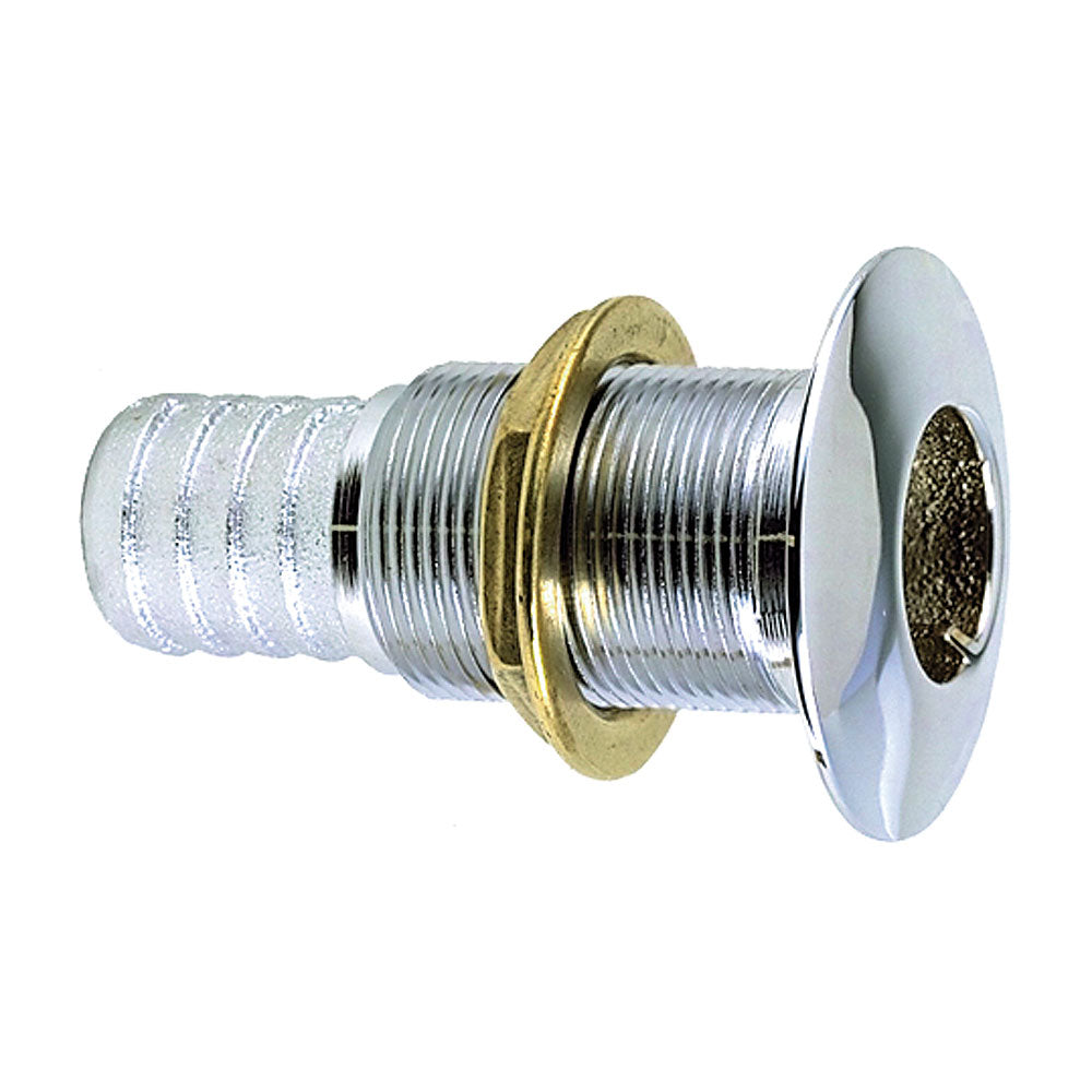 Perko 1" Thru-Hull Fitting f/ Hose Chrome Plated Bronze MADE IN THE USA - Deckhand Marine Supply