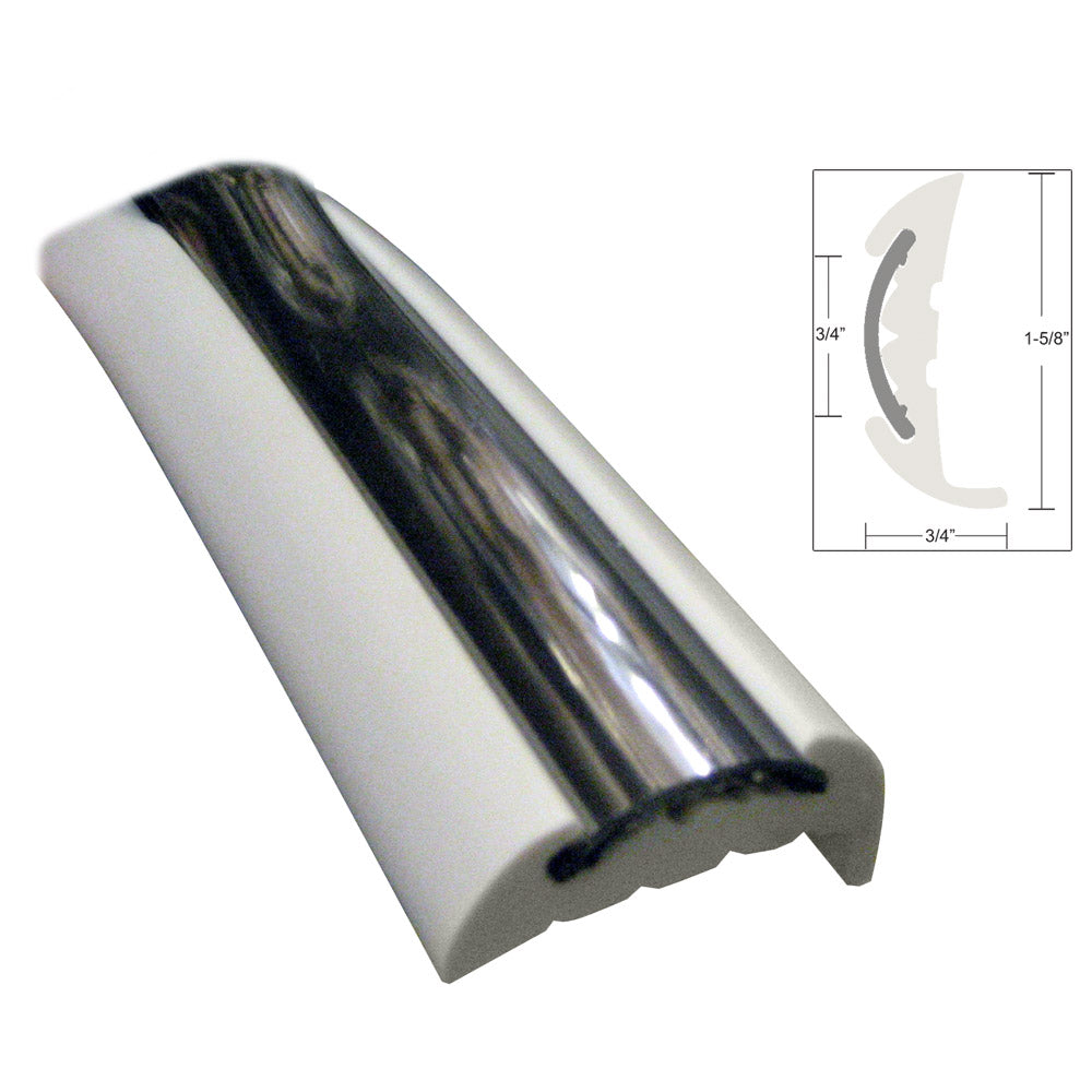 TACO Semi-Rigid Rub Rail Kit - White w/Flex Chrome Insert - 70' - Deckhand Marine Supply