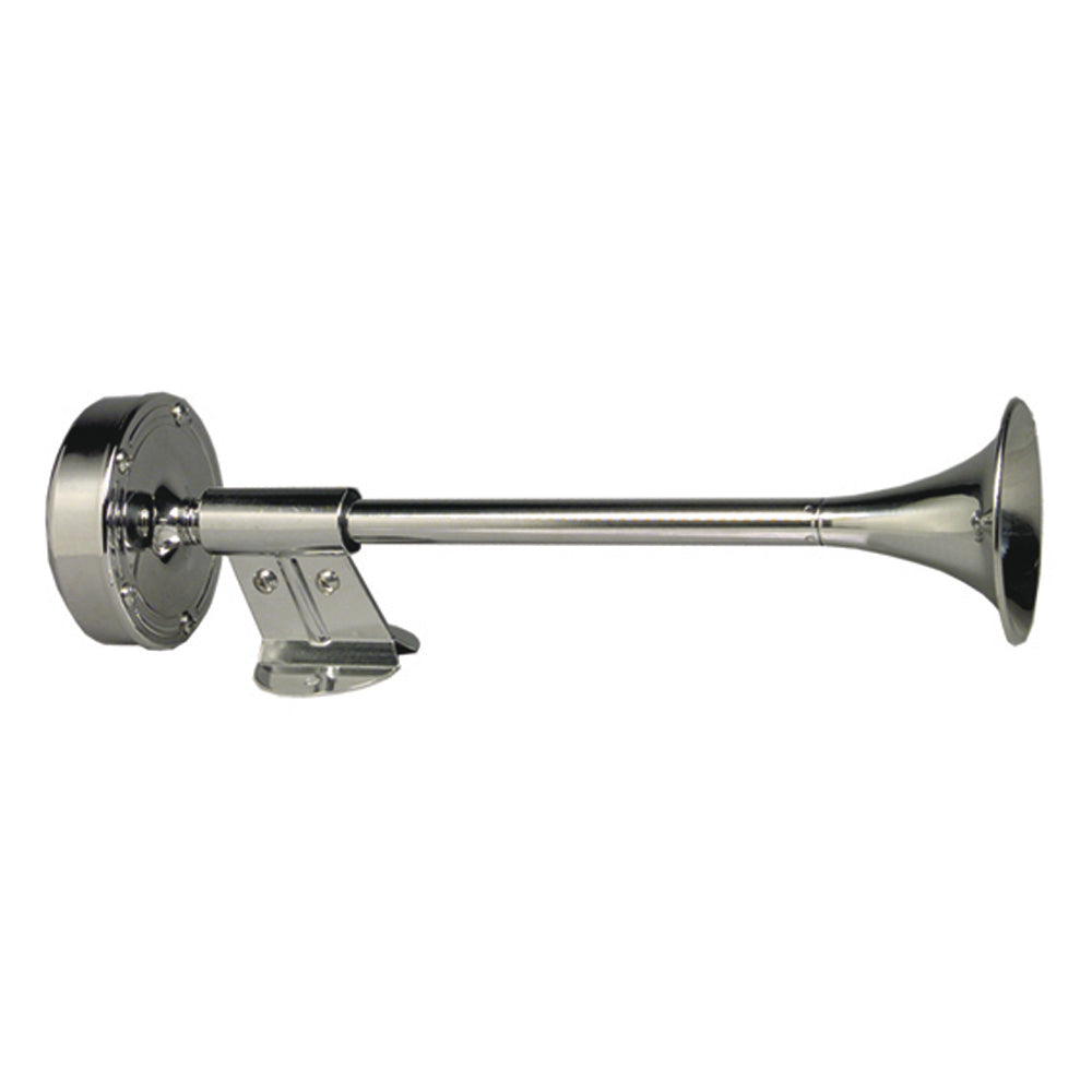 Schmitt Marine Deluxe All-Stainless Shorty Single Trumpet Horn - 12V - Deckhand Marine Supply