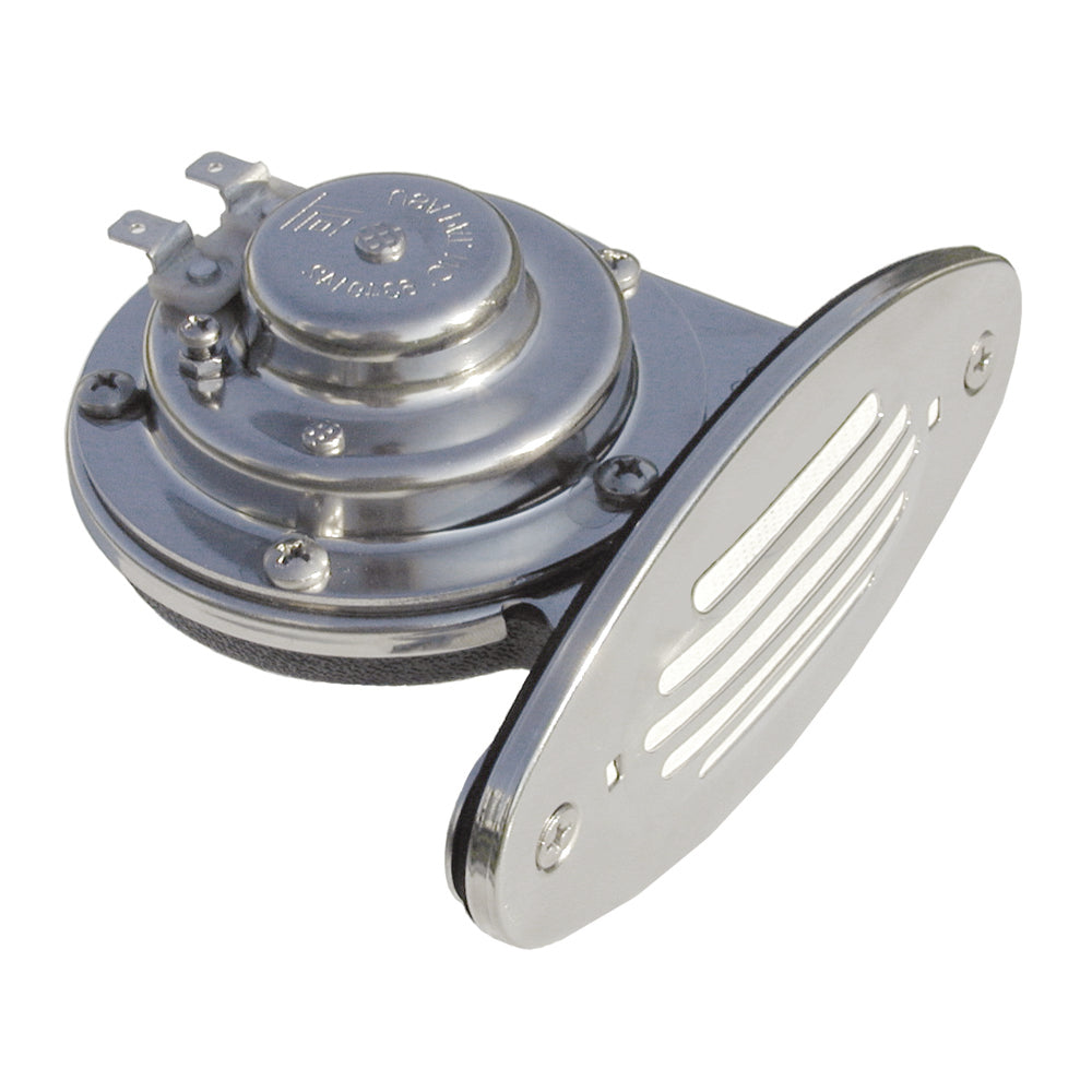 Schmitt Marine Mini Stainless Steel Single Drop-In Horn w/Stainless Steel Grill - 12V High Pitch - Deckhand Marine Supply
