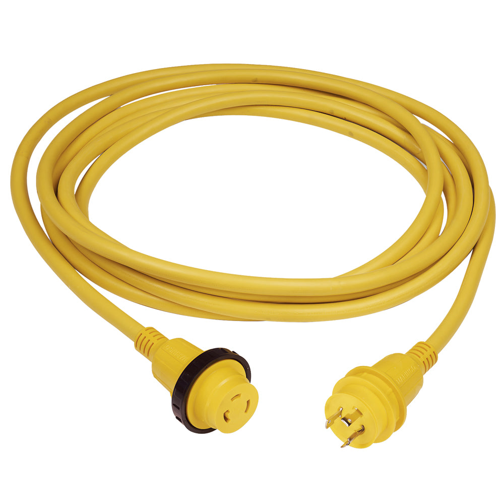 Marinco 30A 25' Molded Cordset - 125V - Yellow - Deckhand Marine Supply