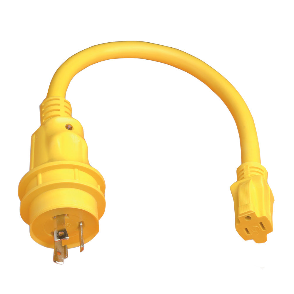 Marinco Pigtail Adapter - 15A Female to 30A Male - Deckhand Marine Supply