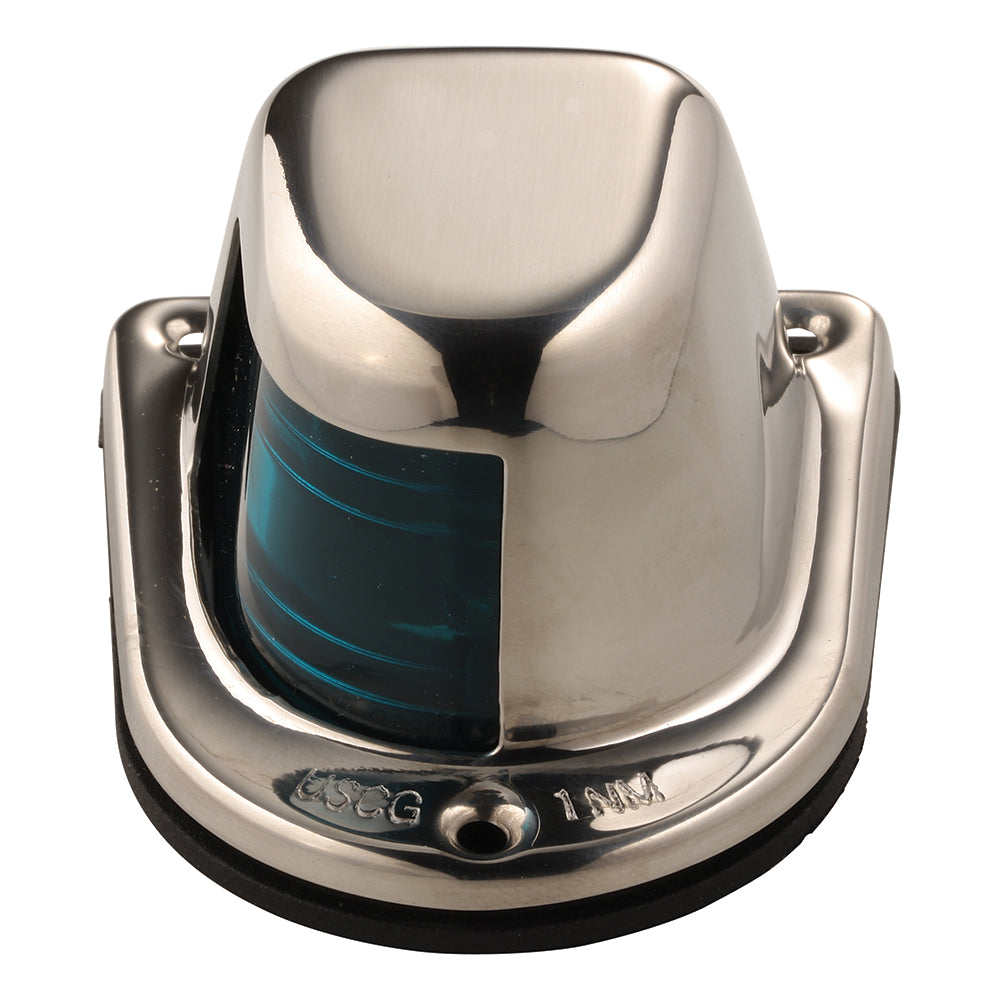 Attwood 1-Mile Deck Mount, Green Sidelight - 12V - Stainless Steel Housing - Deckhand Marine Supply