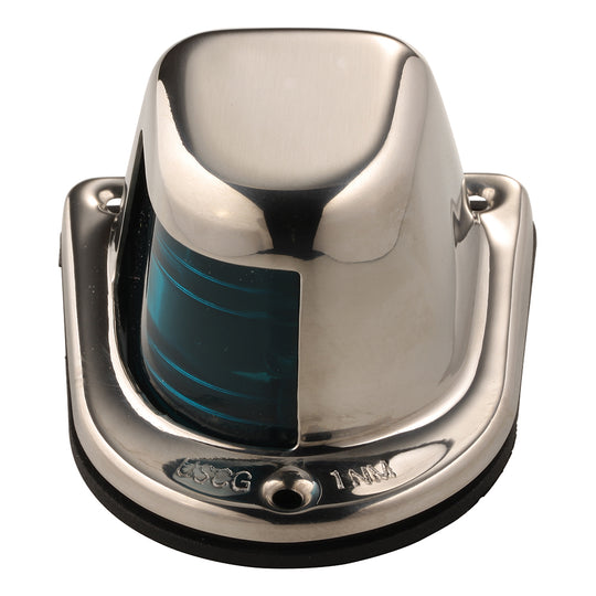Attwood 1-Mile Deck Mount, Green Sidelight - 12V - Stainless Steel Housing - Deckhand Marine Supply