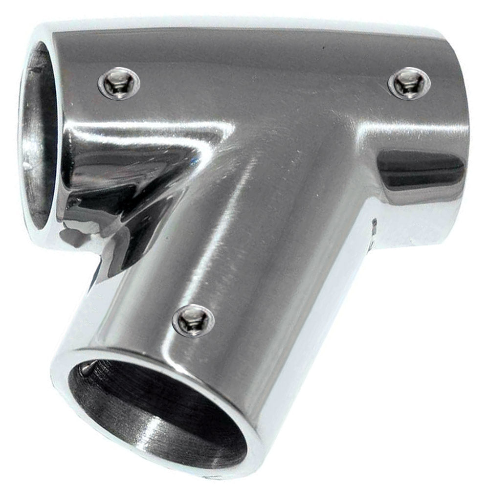 Whitecap 1" O.D. 60 Degree SS Tee - Left - Deckhand Marine Supply