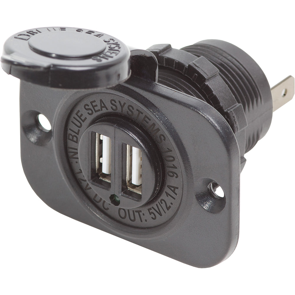 Blue Sea Dual USB Charger Socket - 2 USB Ports w/Watertight Cap - Deckhand Marine Supply