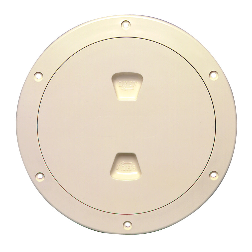 Beckson 6" Smooth Center Screw-Out Deck Plate - Beige - Deckhand Marine Supply