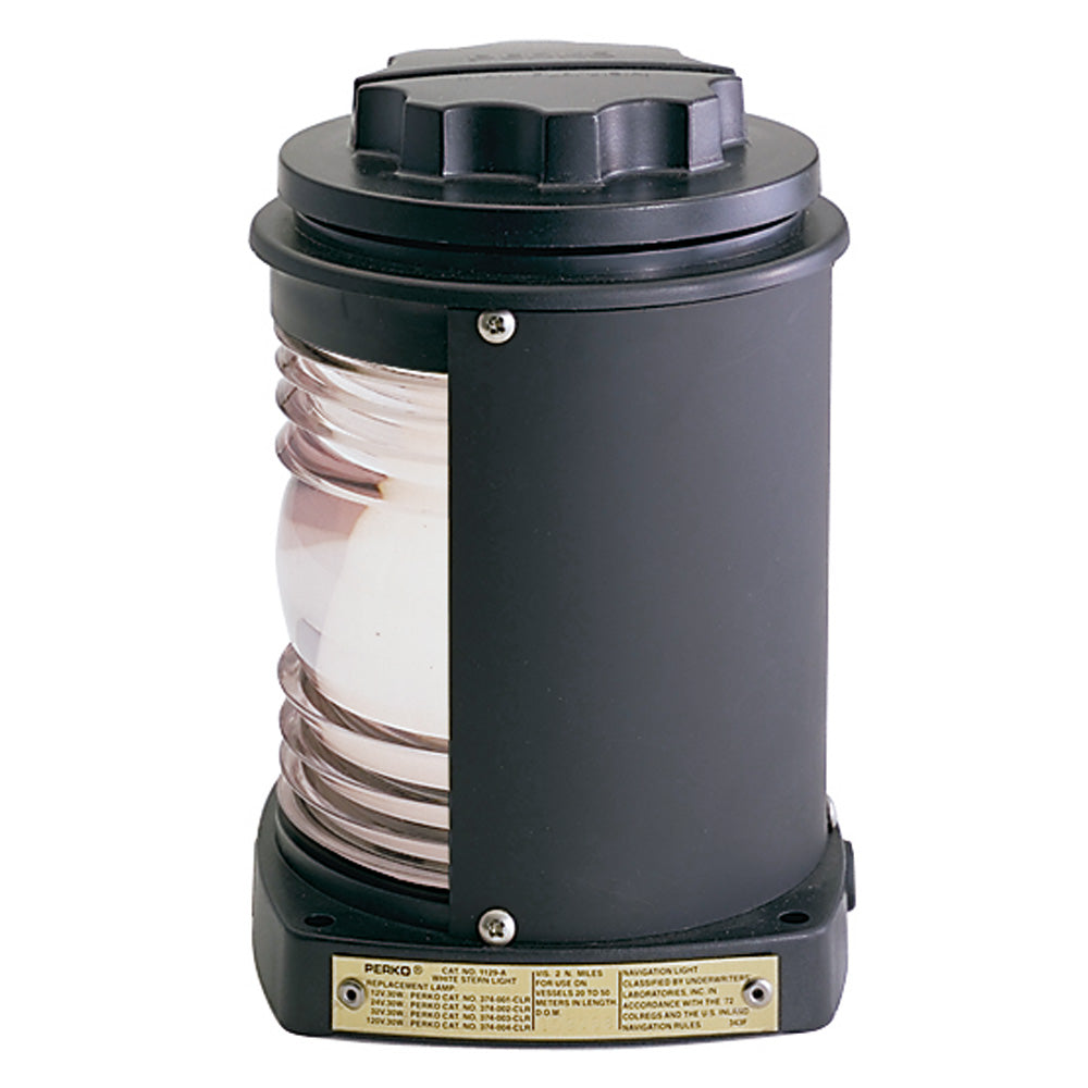 Perko Stern Light - Black Plastic, White light with Gray Tinted Lens - Deckhand Marine Supply