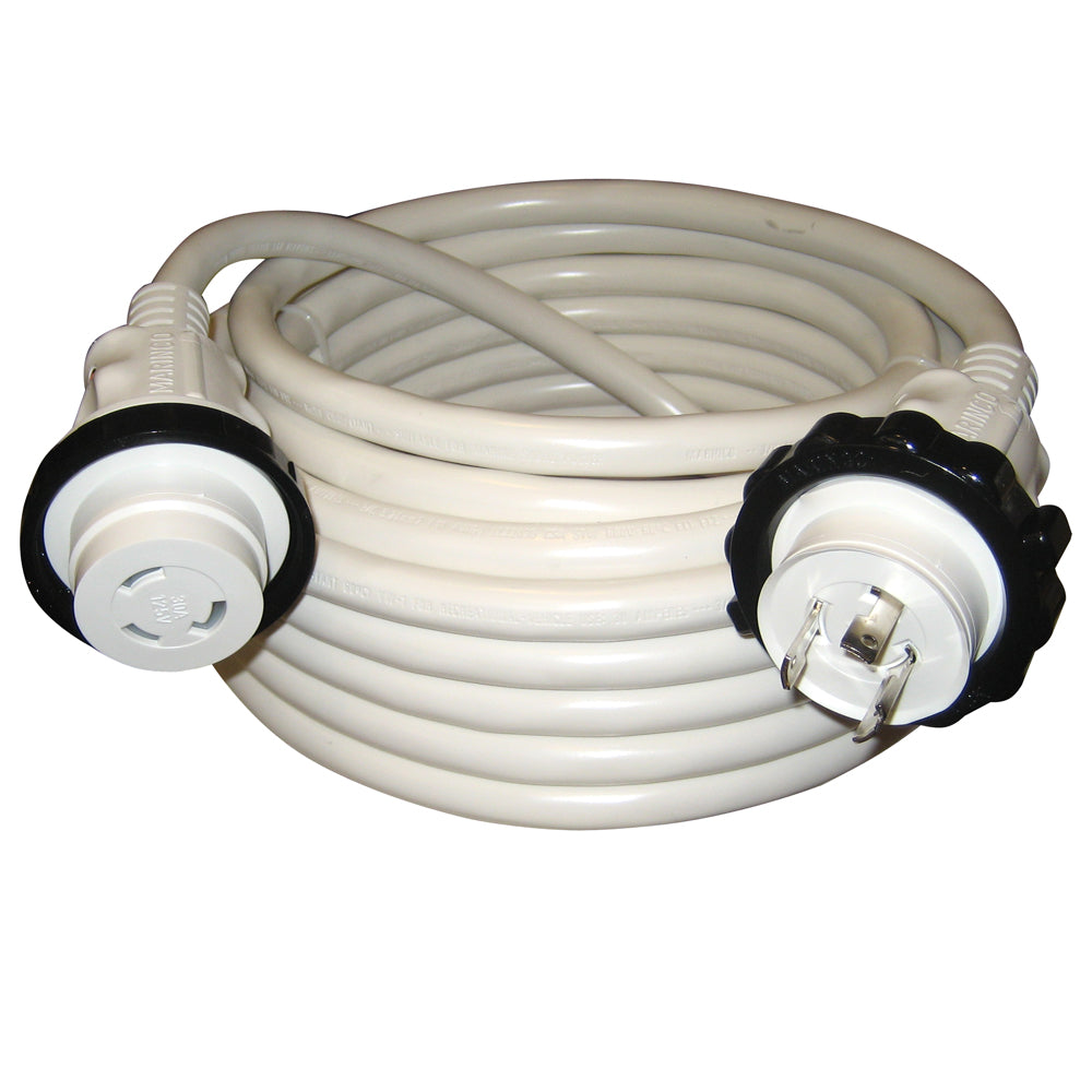 Marinco 30A 125V Molded Standard Cordset - White - 50' - Deckhand Marine Supply