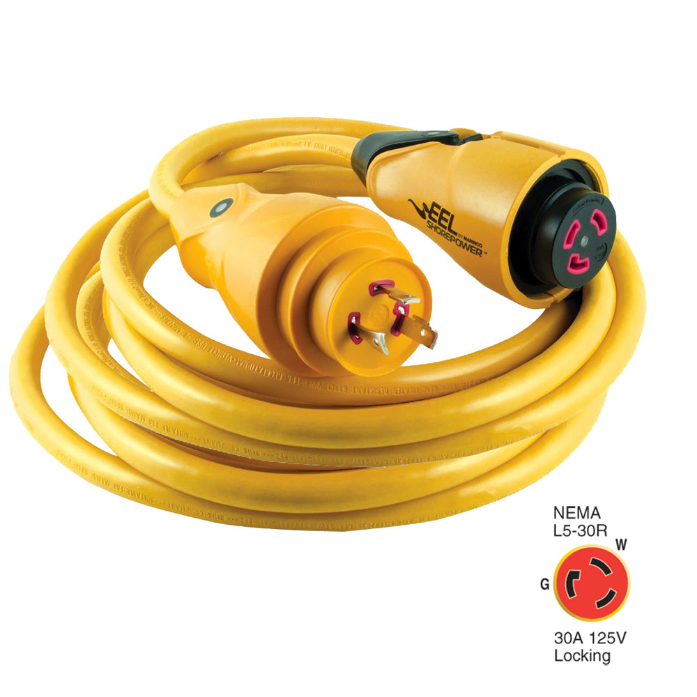 Marinco CS30-50 EEL 30A 125V Shore Power Cordset - 50' - Yellow - Deckhand Marine Supply