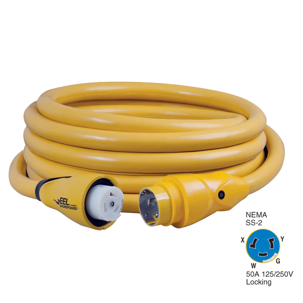 Marinco CS504-25 EEL 50A 125V/250V Shore Power Cordset - 25' - Yellow - Deckhand Marine Supply