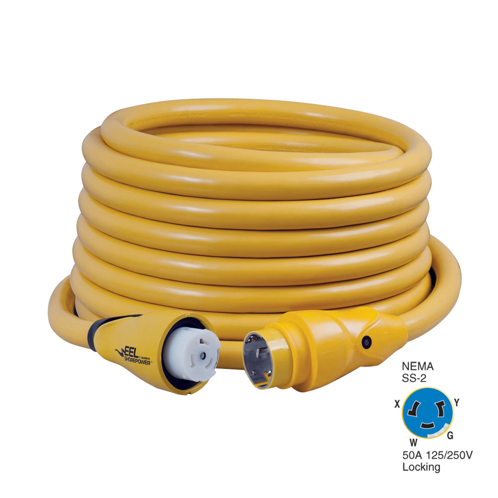 Marinco CS504-50 EEL 50A 125V/250V Shore Power Cordset - 50' - Yellow - Deckhand Marine Supply