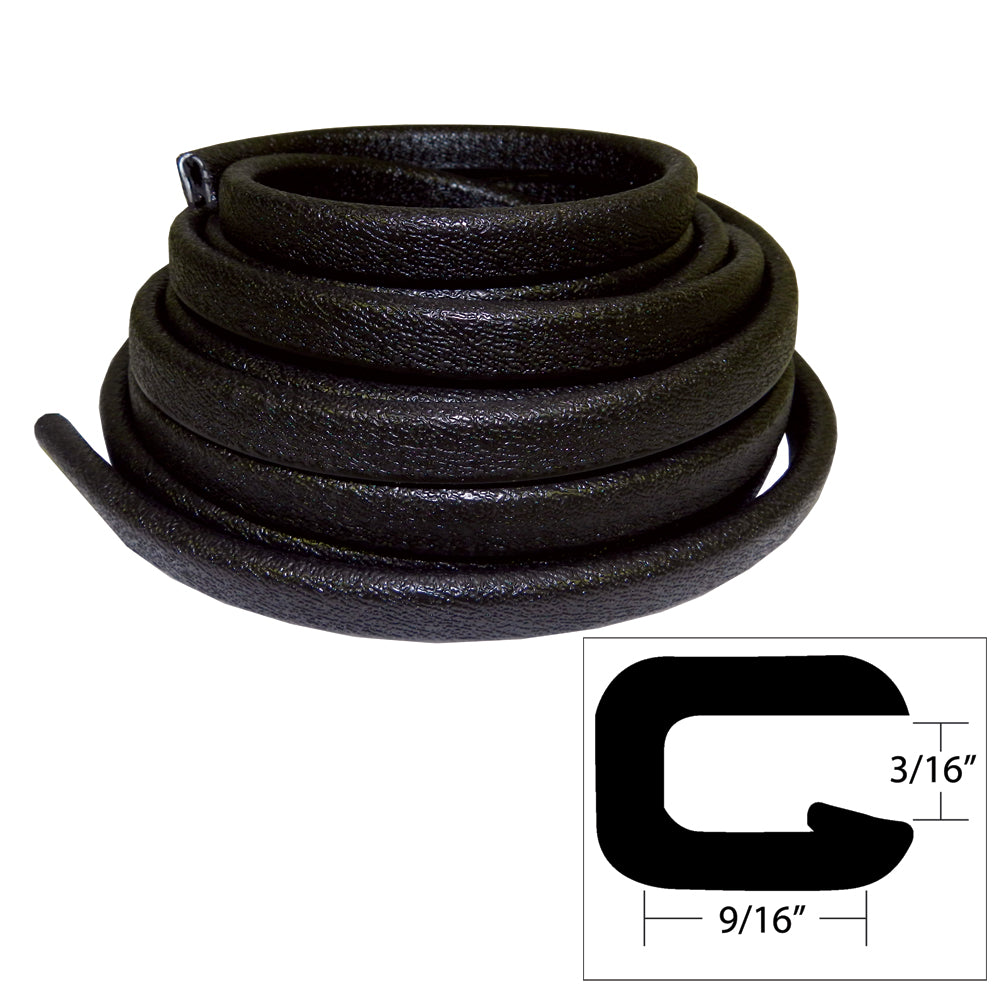 TACO Flexible Vinyl Trim - 5/32" Opening x 9/16"W x 25'L - Black - Deckhand Marine Supply