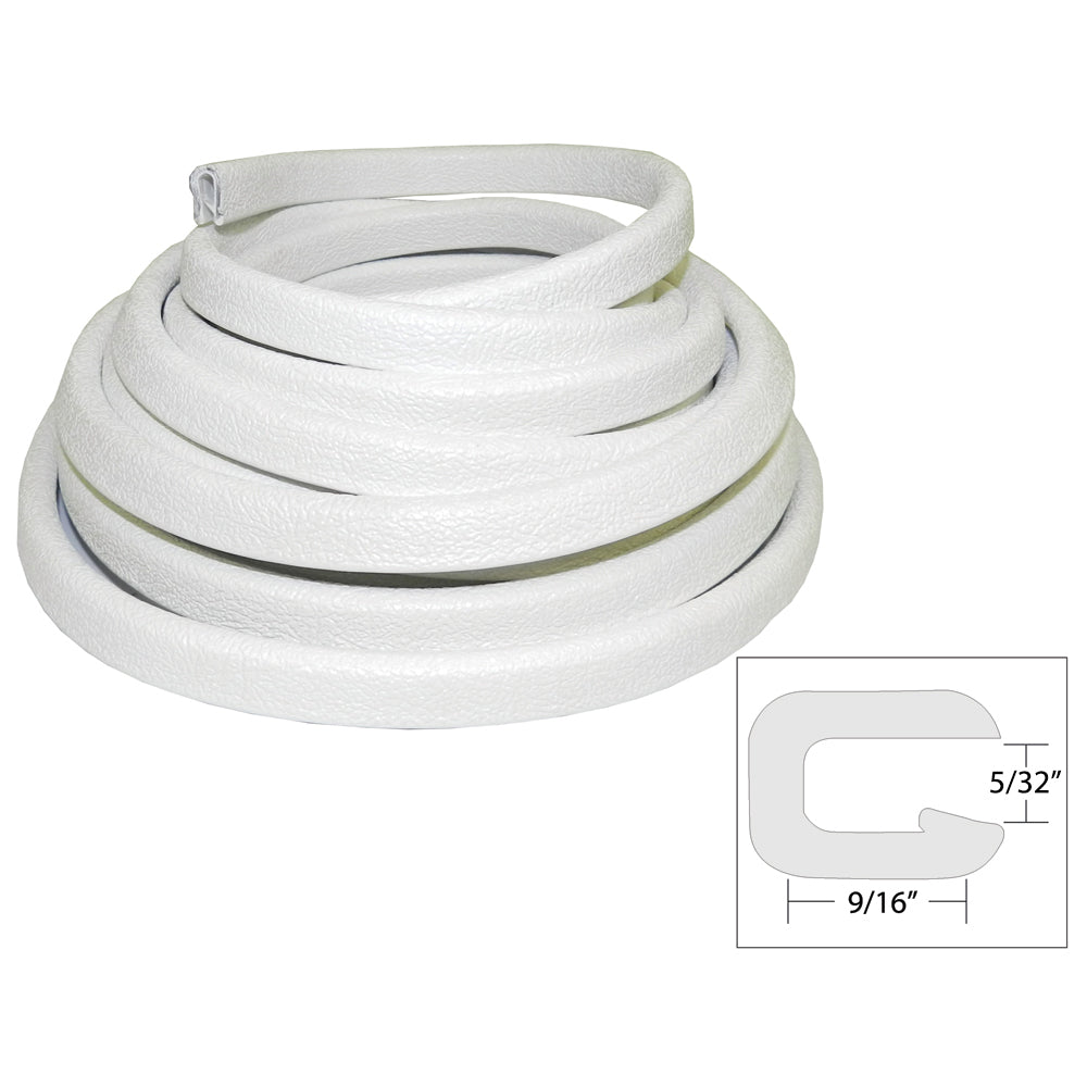 TACO Flexible Vinyl Trim - 5/32" Opening x 9/16"W x 25'L - White - Deckhand Marine Supply